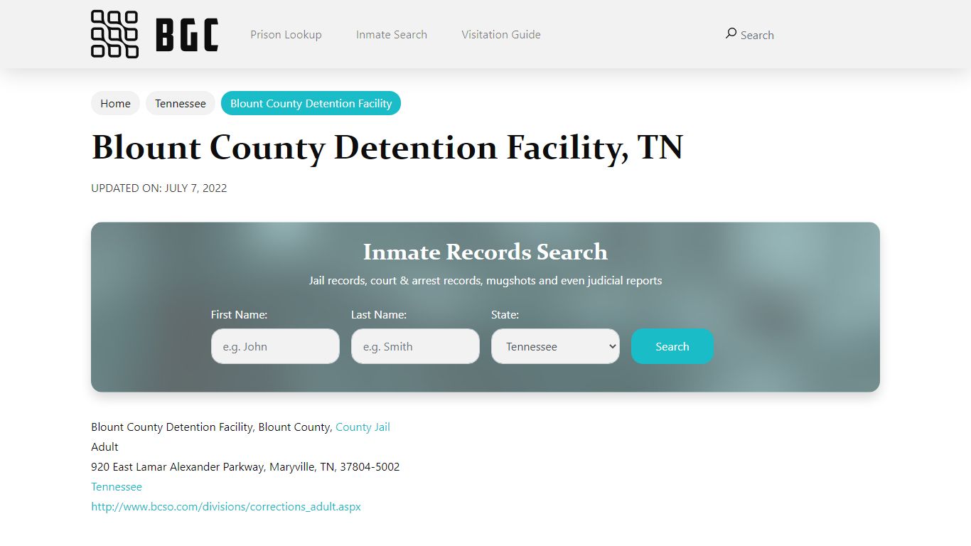 Blount County Detention Facility, TN Inmate Search, Mugshots ...